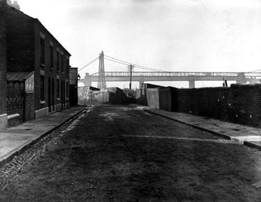 Runcorn, Mersey Road, railway bridge and transporter bridge, 1900s