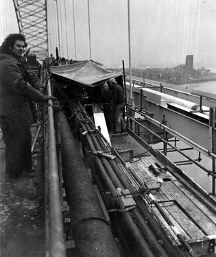 Construction of Widnes Runcorn bridge.