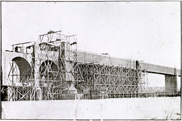 Runcorn and Widnes Railway Bridge under construction